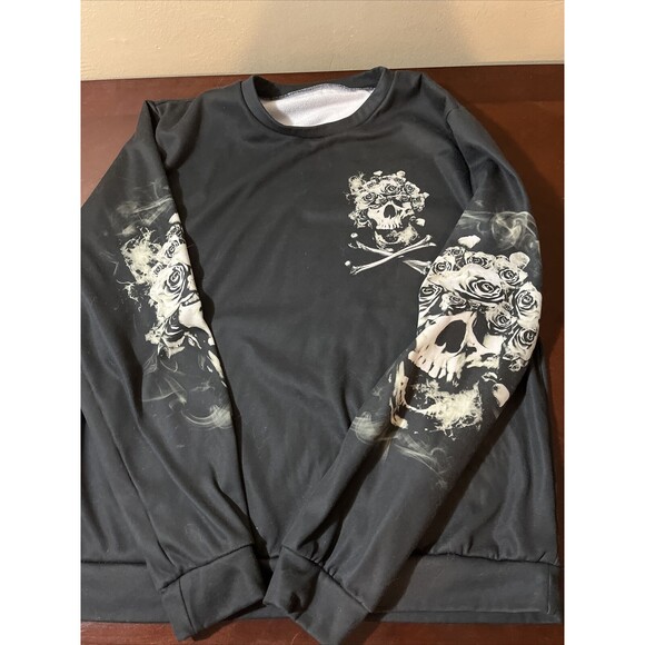 "I Do What I Want" Skull And Roses Black Sweatshirt Large - Picture 2 of 2